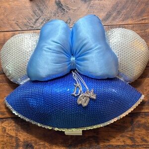 Disneyland 60th Anniversary Blue and Silver Sequin Mouse Hat